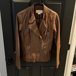 Michael Kors brown leather jacket small